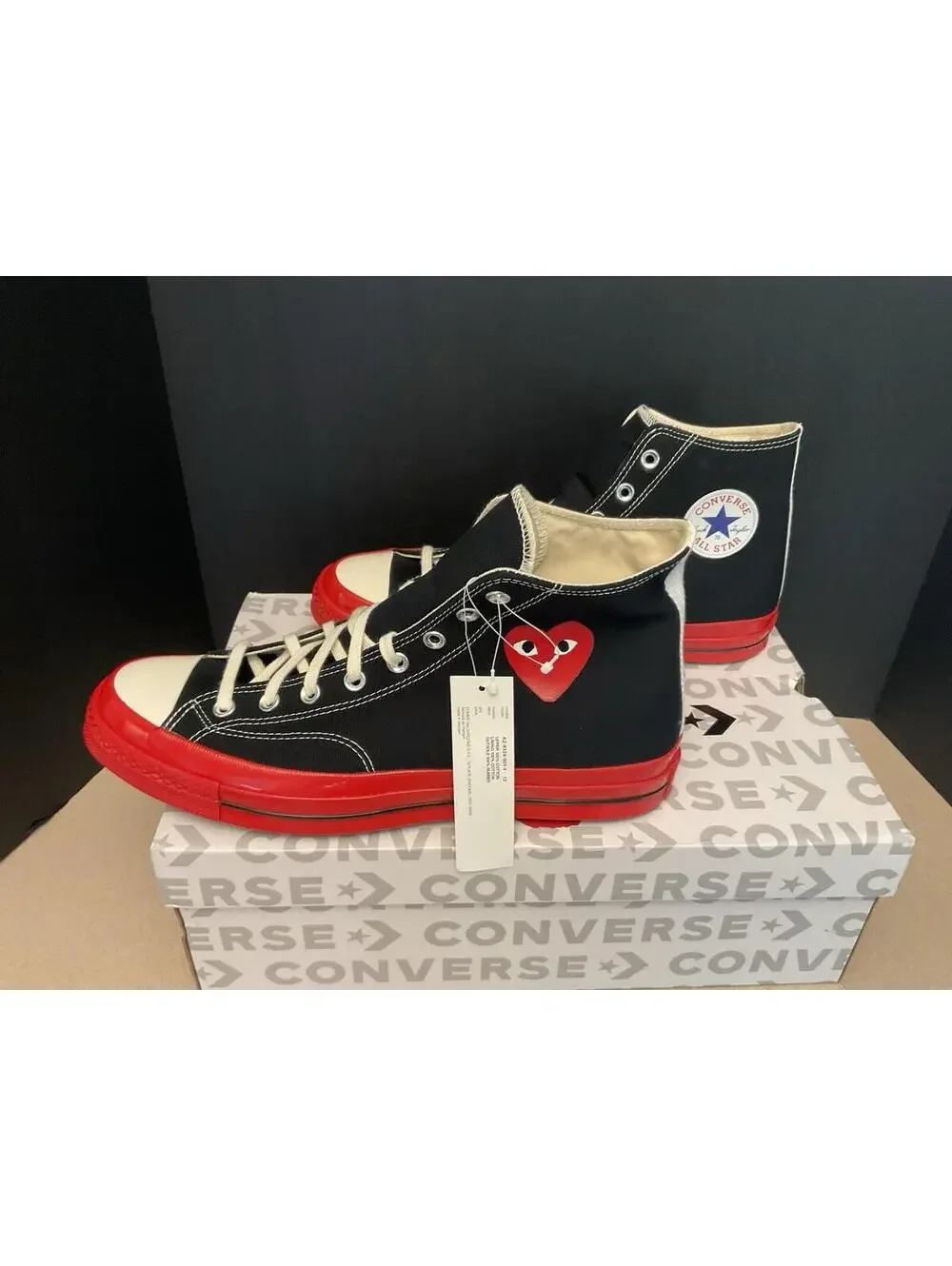 New! Mens Converse CDG Chuck Taylor All Star 70 Hi Comme des Garcons PLAY. SZ 12 - Picture 5 of 9